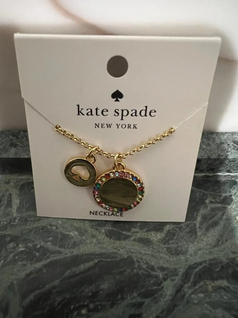 New Kate Spade Spot The Spade multicolor Pave Charm Pendant
